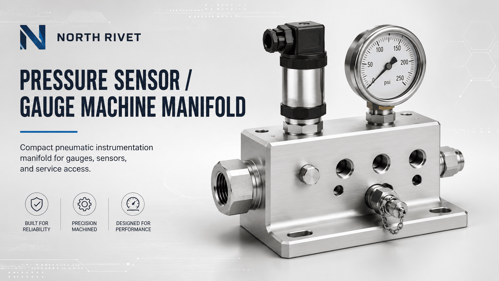 North Rivet pressure sensor and gauge machine manifold concept